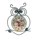 Non-Ticking Owl Wall Clock Decorative Tabletop for Home Office Study Blue