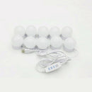 10 LED Dimmable Mirror Lights Bulbs Kit USB Lamp Vanity Hollywood Style Make Up