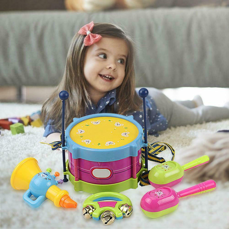 5pcs/Set Plastic Drum Musical Instruments Band Kit Music Toys for Children
