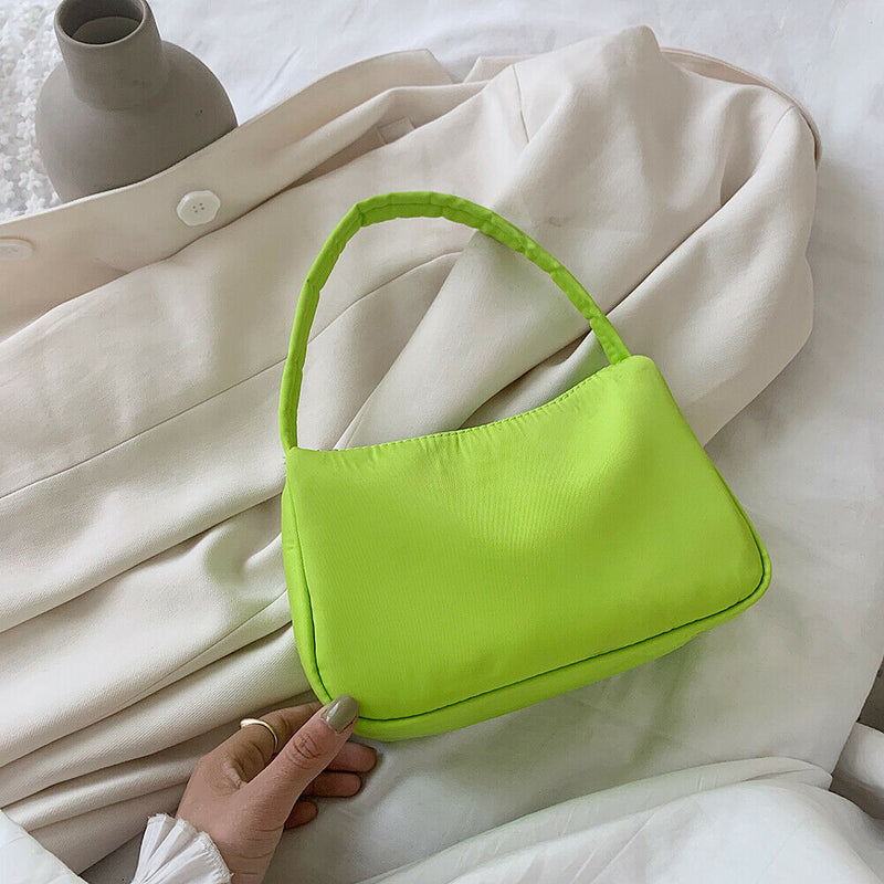 Nylon Casual Women Handbag Tote Female Solid Underarm Shoulder Bag (Green)