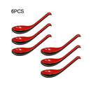 6 Pcs Soup Spoons Asian Chinese Japanese Long Handle Flatware Kitchen Utensils