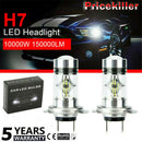 2Pcs H7 10000W 150000LM Car LED Headlight COB Kits Fog Light 6000K White New