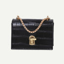 Elegant Women Pure Mini Shoulder Bags Leather Chain Messenger Bag (Black)