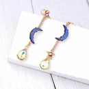Fashion Jewelry Blue moon&star earrings Woman jewel