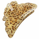Brown Leopard Print Spring Loaded Plastic Teeth Hair Clip Claw Clamp G5W6