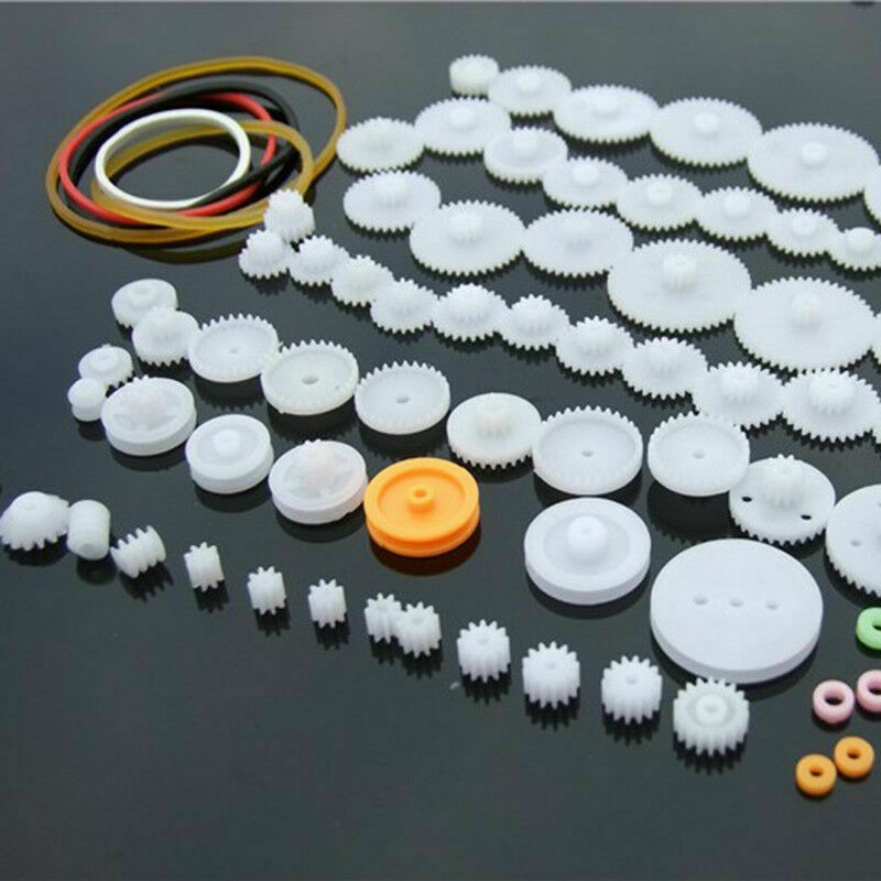 80Pcs Plastic DIY Robot Gear Set Single Double Layer R3P1 Crown Sleev Shaft F7K9