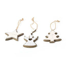 3pcs Christmas Tree Angel Star Hanging Ornaments Wooden Craft Home Decor A
