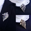 2Pcs Chic Metal Wolf Head Coyote Brooch Lapel Pin Badge for Men's Shirt Suit