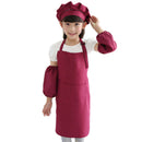 Kids Full Apron Bib Set with Pocket and Hat Sleeves Craft Kitchen Chef Cook A4F5