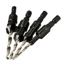 4pcs HSS Countersink Drill Bit Set Hex Shank Woodworking Carpentry Tool #6-#16