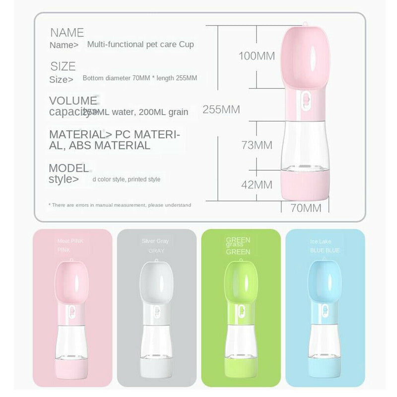 Portable Pets Dog Puppy Water Bottle Drinking Feeder Outdoor Walking Travel Blue