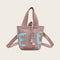Mini Leather Shoulder Bag Women Graffiti Totes Messenger Handbag (Pink)