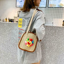 Straw Flower Shoulder Bag Lady Summer Beach Holiday Crossbody Messenger Bag