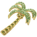 Green Leaf Palm Tree Tropical Crystal Hawaiian Beach Party Brooch Pin