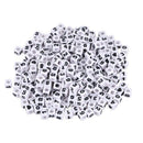 300 White Mixed Number & Symbol Cubic Beads 7x7mm(1/4 inchx1/4 inch)
