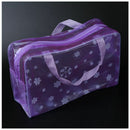 Floral Print Transparent Waterproof Cosmetic Bag Toiletry Bathing Pouch Pur