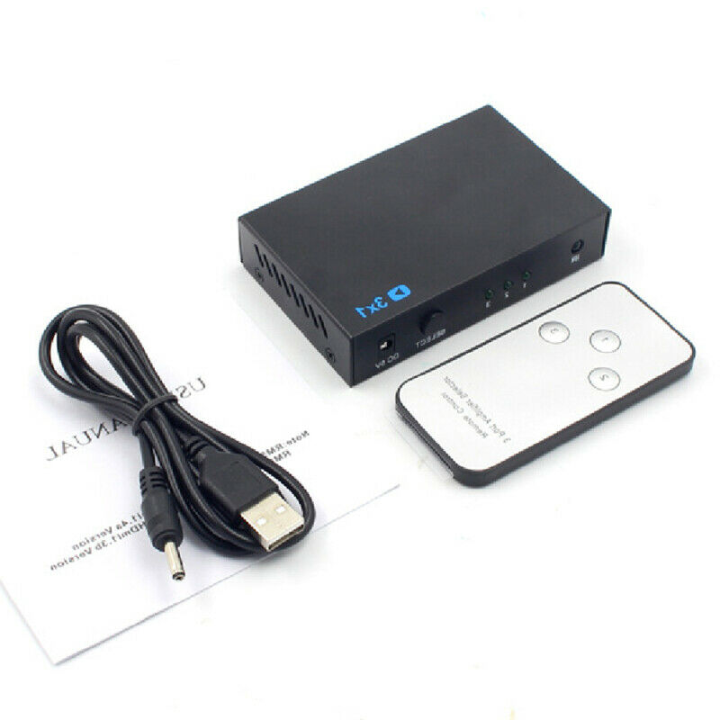 Portable 3x1 HDMI Splitter Switcher 4 Port Hub Box Auto Switch 1 In 3 Out  MIL