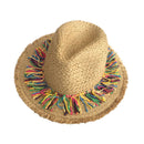 Colorful Tassel Ribbon Decorate Straw Hat Shading Sun Hat Lady Fashion Beac M9A4