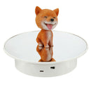 Electric Rotating Display Stand Turntable for Jewelry Watch  White-Mirror
