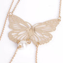 Crystal Necklace Beach Bikini  Long Body Chain Butterfly Pendant  Body Jewe BX