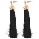 Ladies earrings fishhook black pair of earrings tassels B6D4