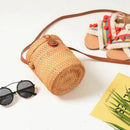 Round Woven Bag,Hand Woven Rattan Bag With Leather Strap Braided Women Cros