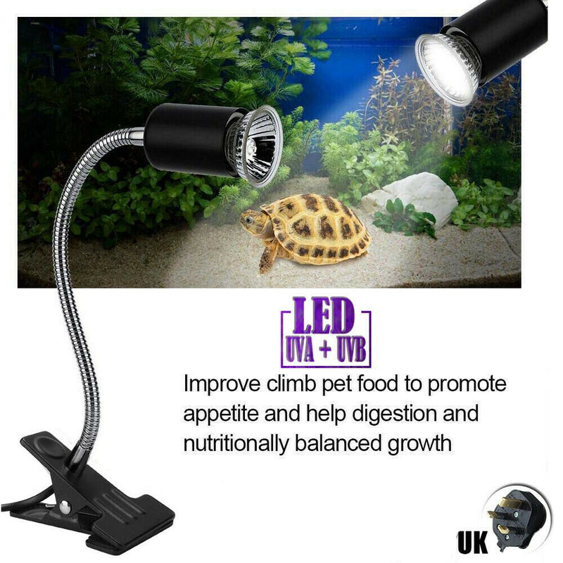 Reptile Pet Heating Light Clamp Lamp Holder UVA+UVB Bulb With Clip Aquarium Lamp