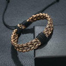 Retro Weave Braided Leather Bracelet Punk Charm Bangle Unisex Jewelry Gift