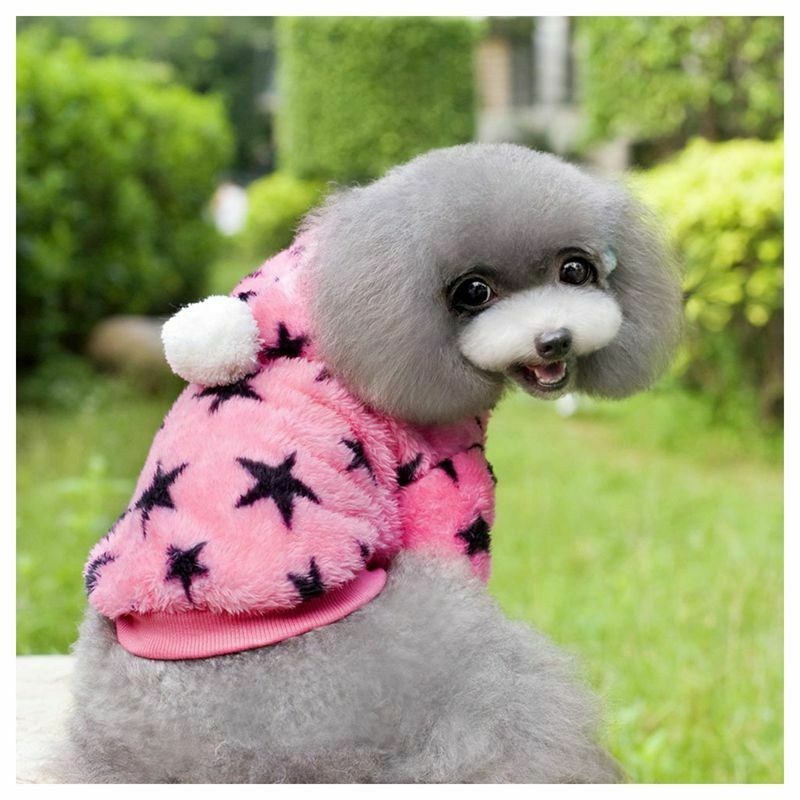 Pet Puppy Cat Small Dog Clothes Warm Shu cotton velvet Stars Hoodies Winter