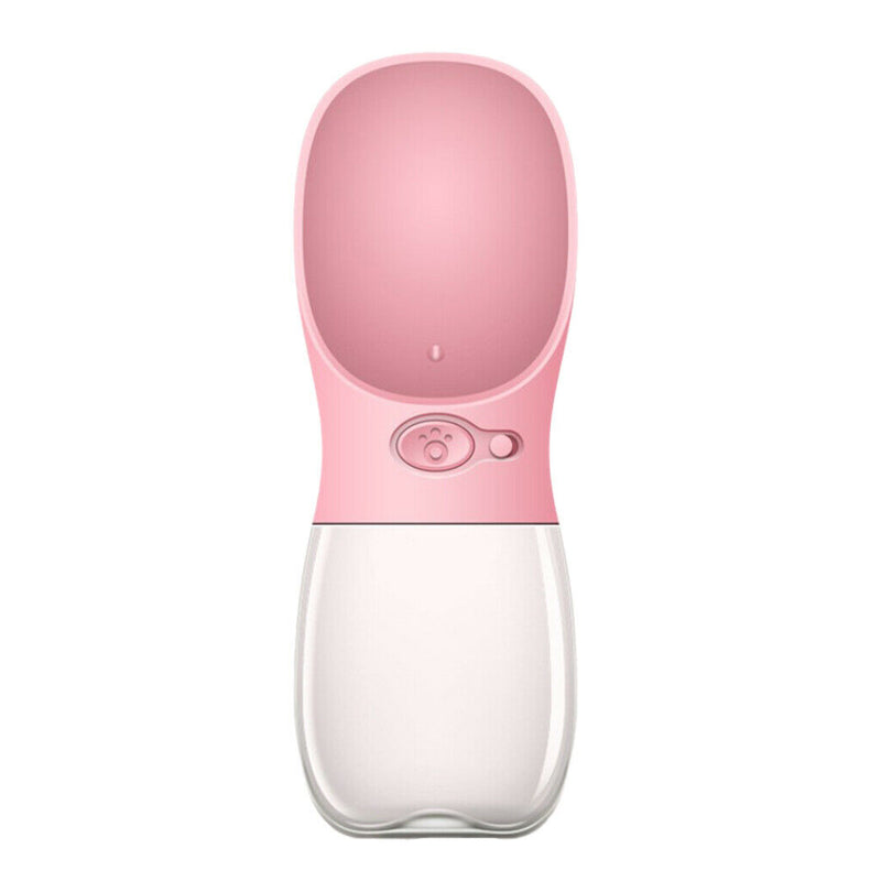 Portable Pet Dog Outdoor Travel Water Bottle Feeder Drinking Fountain Pink