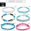 6pcs Boho Ethnic Weave Rope Bracelet DIY Beads Bangles Jewelry (Style 9) A