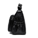 Retro Women Shoulder Bag Multi-zipper Big Capacity Crossbody Pouch (Black)