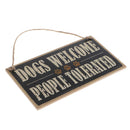 Dogs Welcome People Tolerated Wooden Sign Pet Lover Farmhouse Hanging Decor