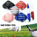 Golf Ball Stencil Triple Track 3 Line Drawing Putting Line Marker + 2x Pens Set