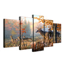 Modern Canvas Wall Art of Autum Elk for your Living Room -5 Panel Size S