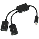 Micro-USB Host Cable,Micro-USB Male to 2X Type A Dual USB Female OTG Adapte F6R8