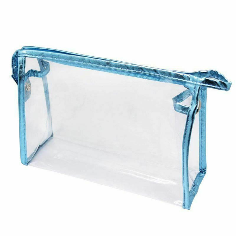 5 Pcs Transparent Waterproof Cosmetic Bag,PVC Vinyl Zippered Wash Bag Vacat B5T1