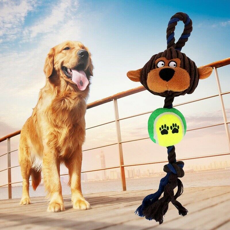 Cotton Ropes Tennis Ball Plush Dog Toys Pet Playing Monkey Interactive Chew