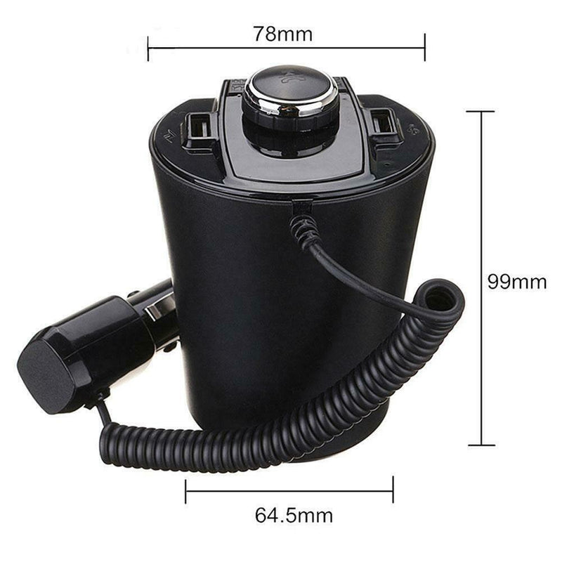 Cup Car Charger 2 USB 3.5mm Bluetooth Handsfree Call MP3 FM Transmitter Receiver