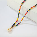 Women Boho Multicolor Beads Shell Necklace Doublelayer Clavicle Choker Jewe BX