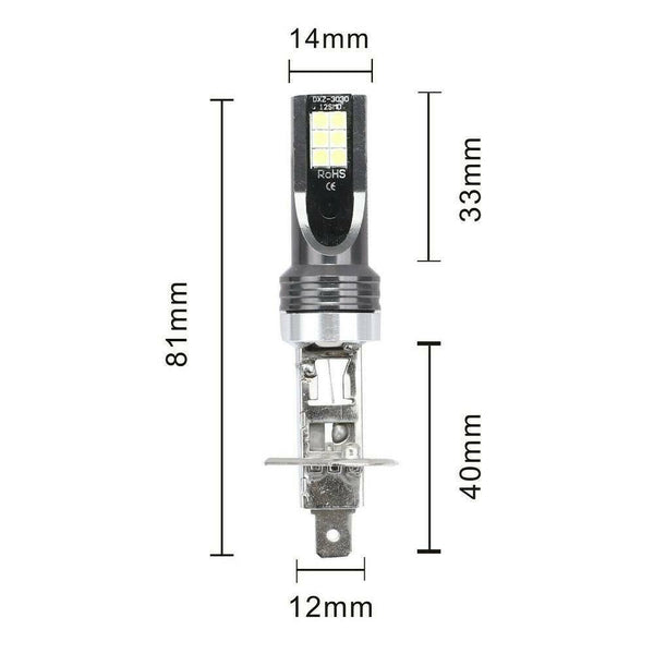 2X H1 LED Headlight Kit 200W High or Low Beam Bulbs 6000K 20000LM Super Bright