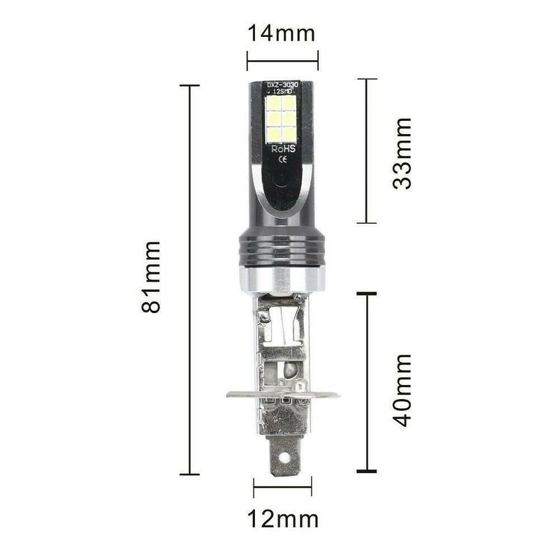 2X H1 LED Headlight Kit 200W High or Low Beam Bulbs 6000K 20000LM Super Bright
