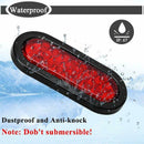 2Pcs 6 Inch Oval Red 22 LED Truck Taillight Transparent Reversing Tail Ligh