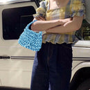 Ribbon Hand-woven Women Handbag Ladies Crochet Handmade Totes Clutch Bags