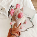 Women Cute Plush Pig Crossbody Bags Ladies Lovely Chain Shoulder Messenger Bags