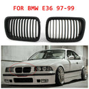 1 Pair Front Kidney Grille Grill For BMW E36 3 Series 4dr Sedan Glossy Black