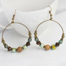 Bohemia Drop Dangle Earrings Ethnic Big Circle Crystal Beads Ear Stud Jewlery JR