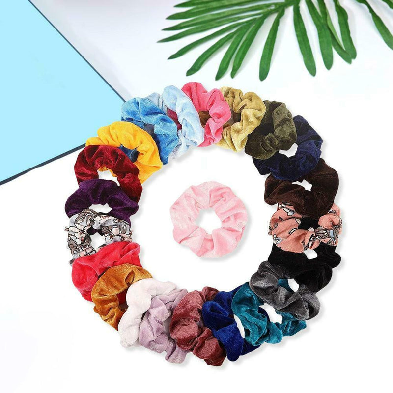 22pcs Velvet Scrunchies Women Elastic Hairband Hair Rings Ponytail Holder A