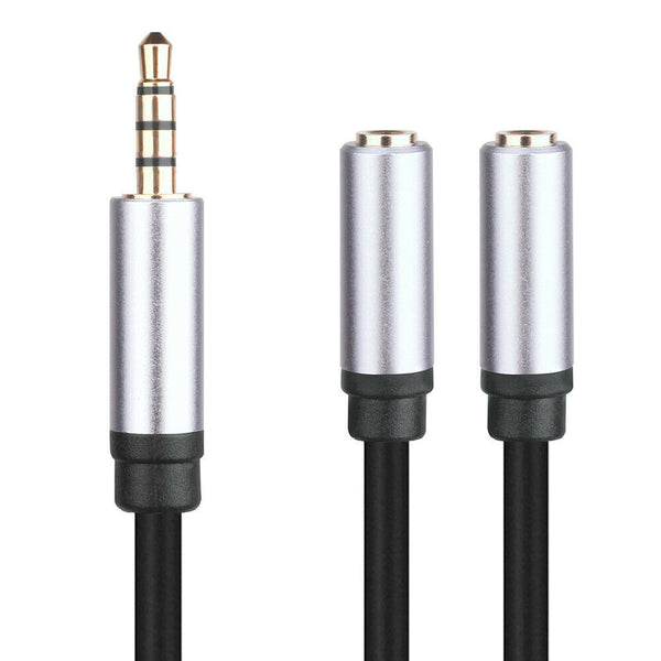 3.5mm Audio Cable Splitter Male To 2 Female Plug Adapter For MP3 iPad Headphones