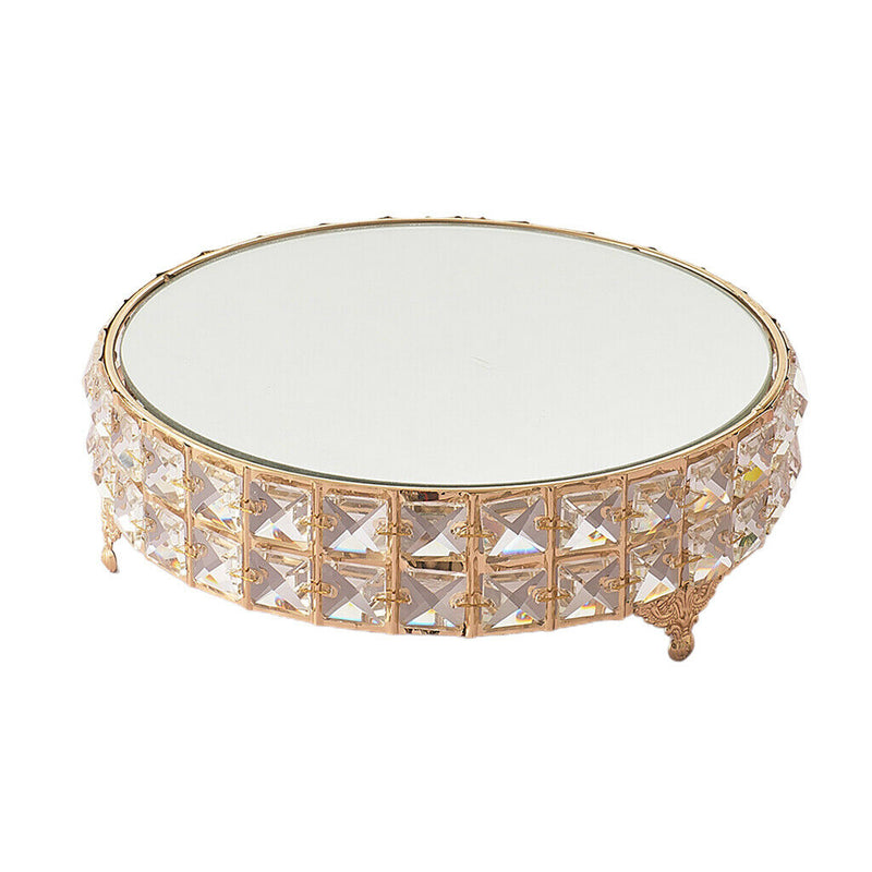 Nordic Style Metal Crystal Wedding Cake Stand Mirror Surface With Beads